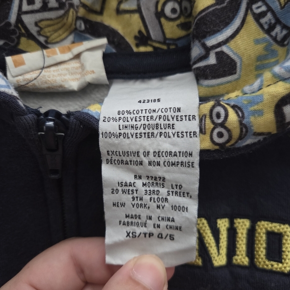 Kids Minion Hoodie - Gray and Yellow - Picture 3 of 3